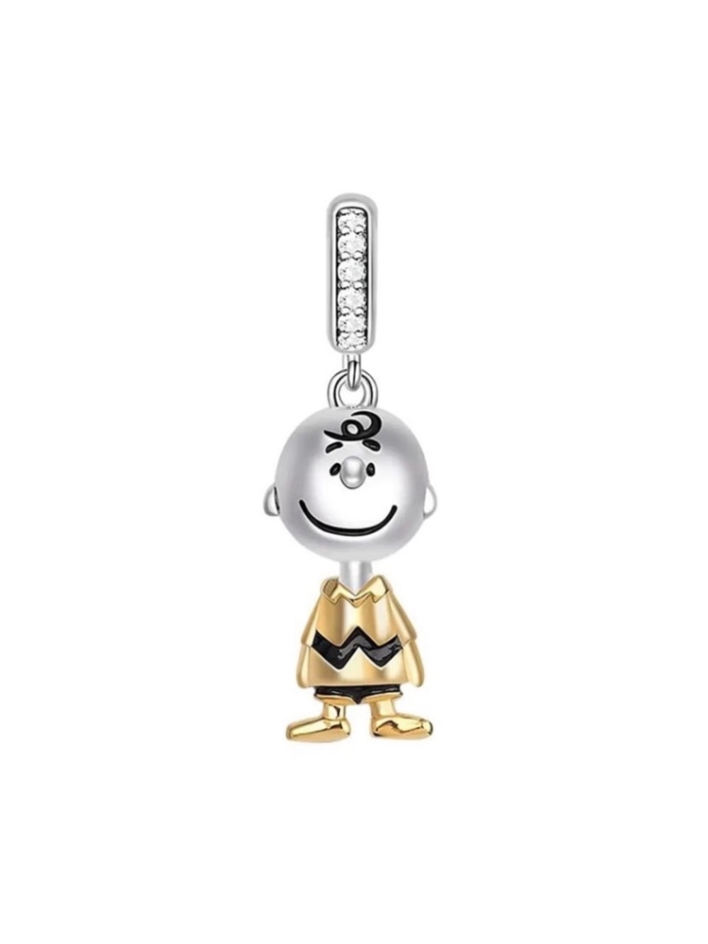 Charlie Brown Dangle Charm - Silver & Gold w/ rhinestones